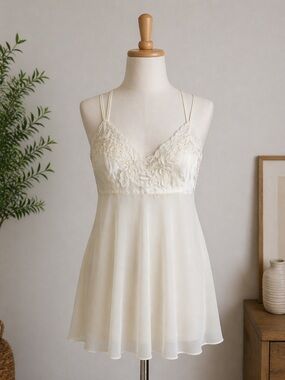 Bridal Lace Chemise Ivory Honeymoon Getting Ready Slip Size Small